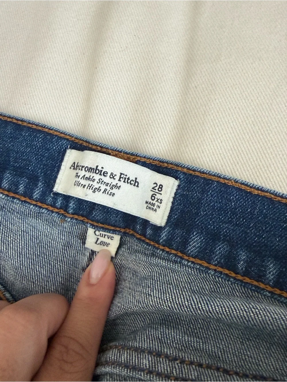 ABERCROMBIE Classic High-Rise Straight Leg Jeans - Dark Blue X-SHORT length